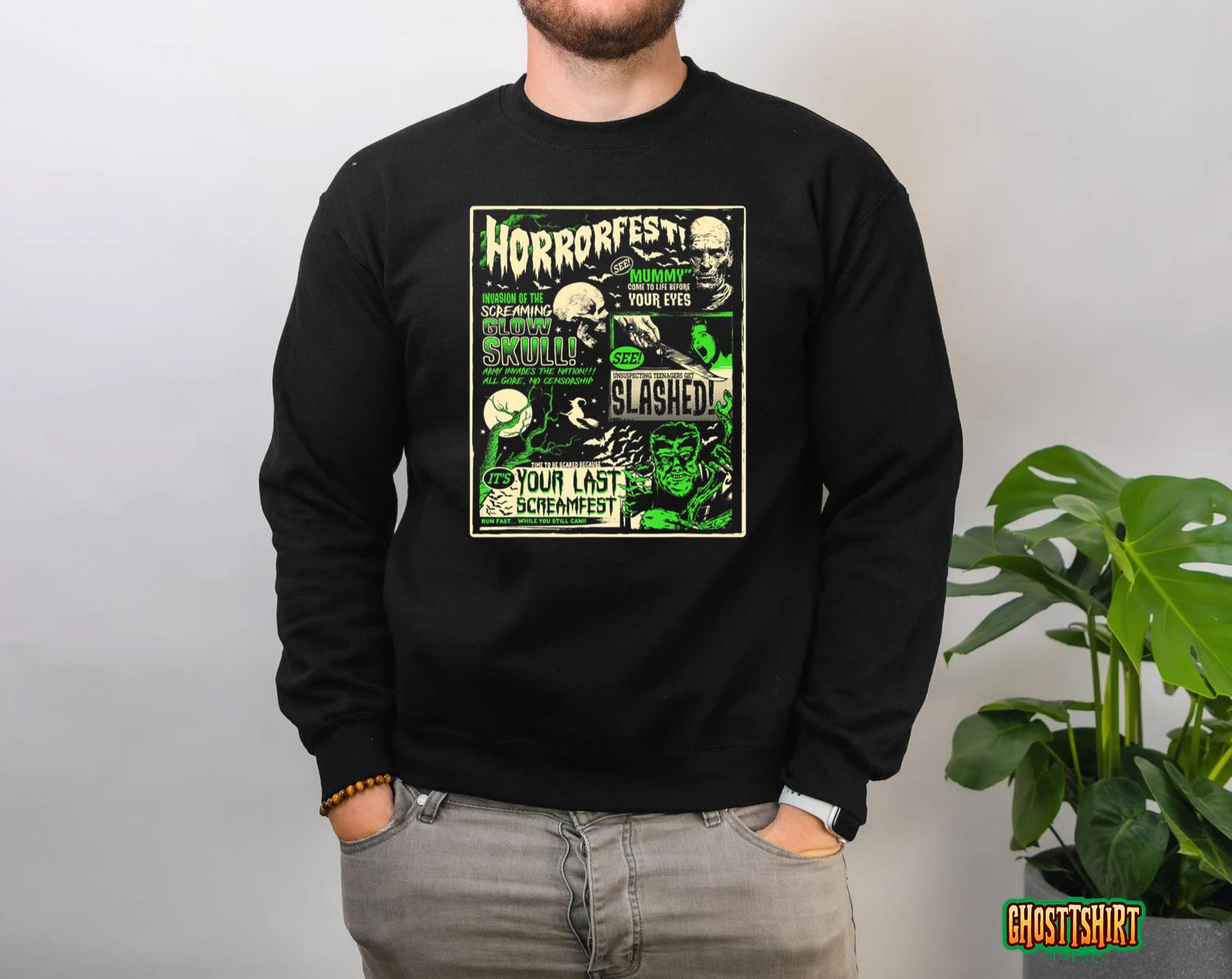 Vintage Horrorfest Halloween Movie Poster Old Time Horror T-Shirt