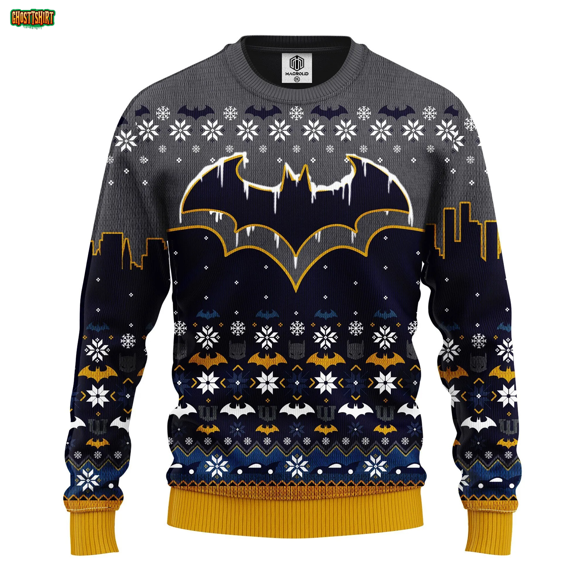 Batman DC Comics Logo Black Ugly Christmas Sweater