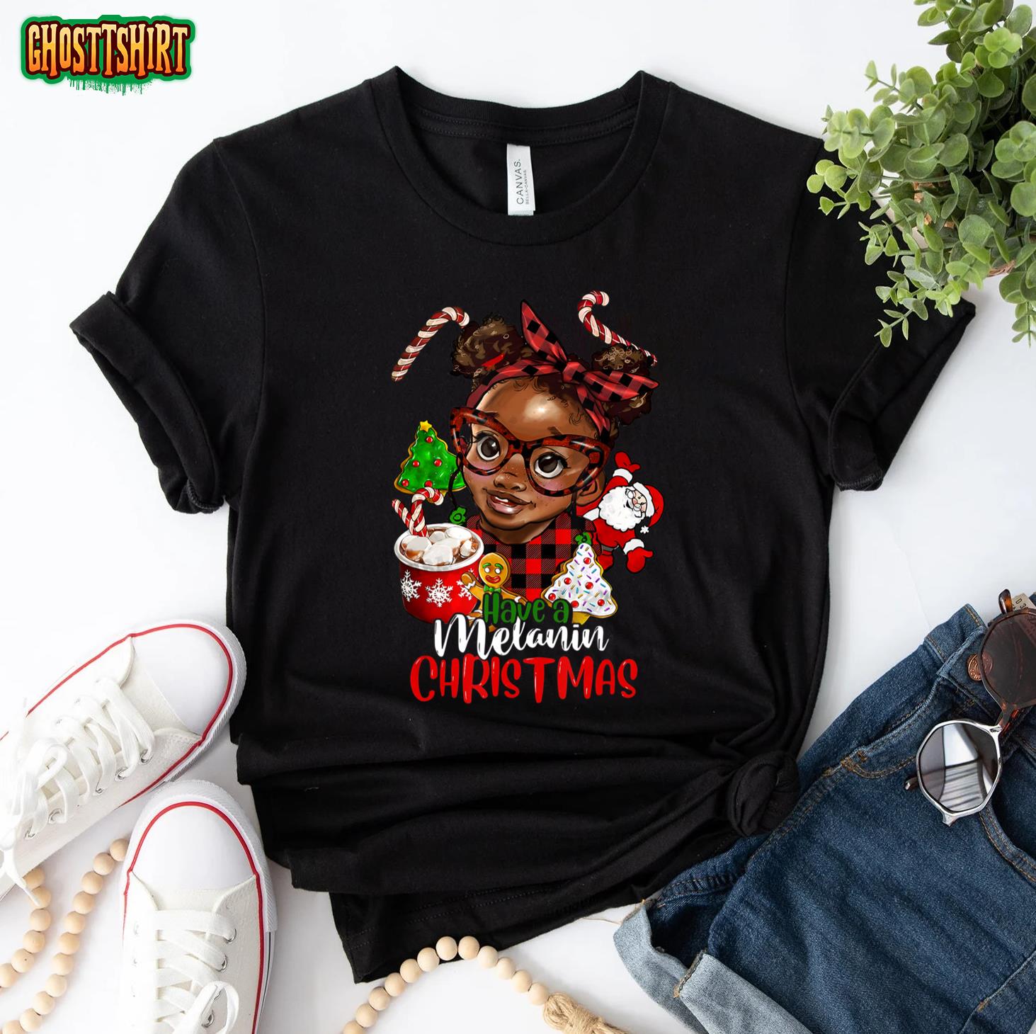 Black African Girl American Melanin Christmas Girl Toddler T-Shirt
