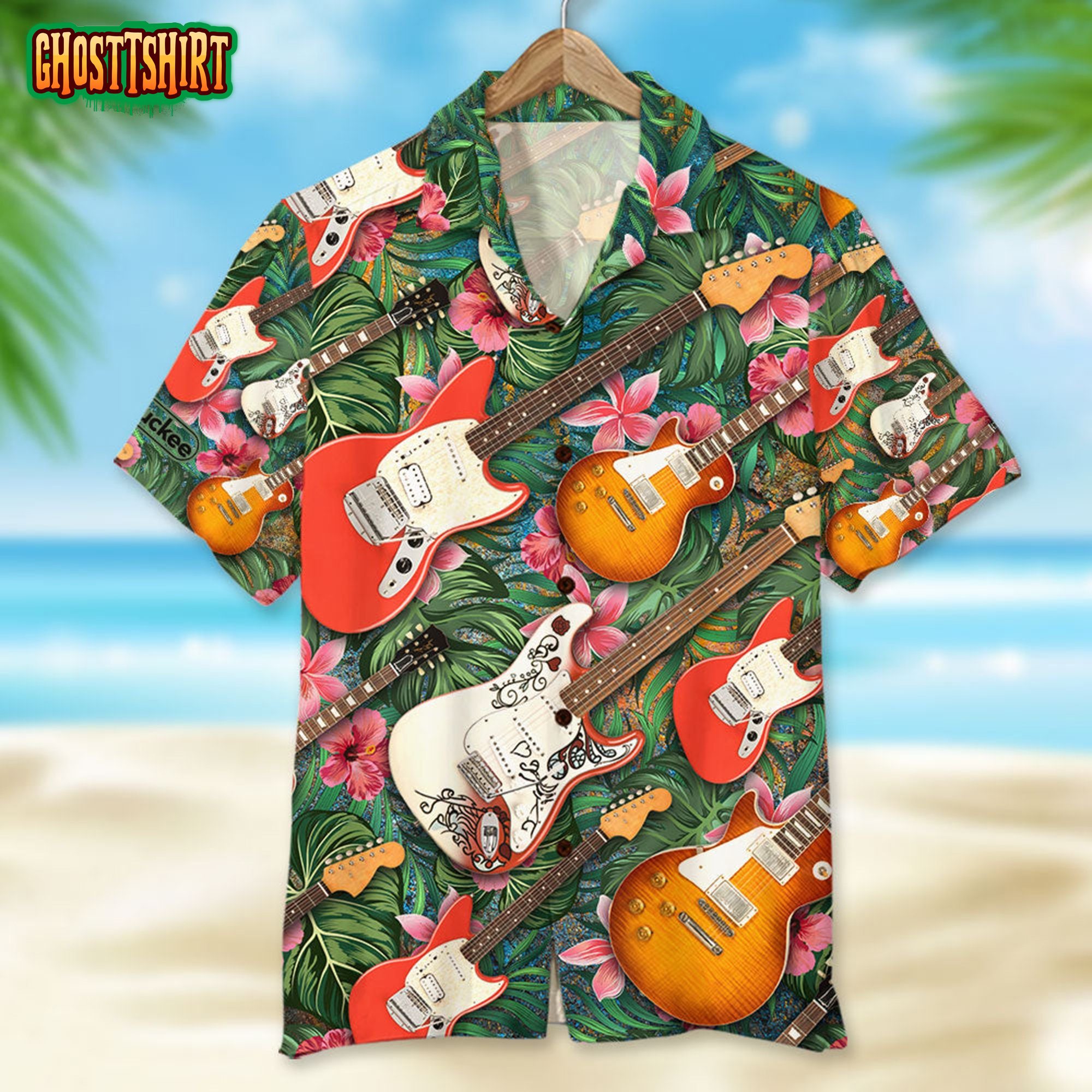 Custom Electric Guitar Tropical Hawaiian Shirt