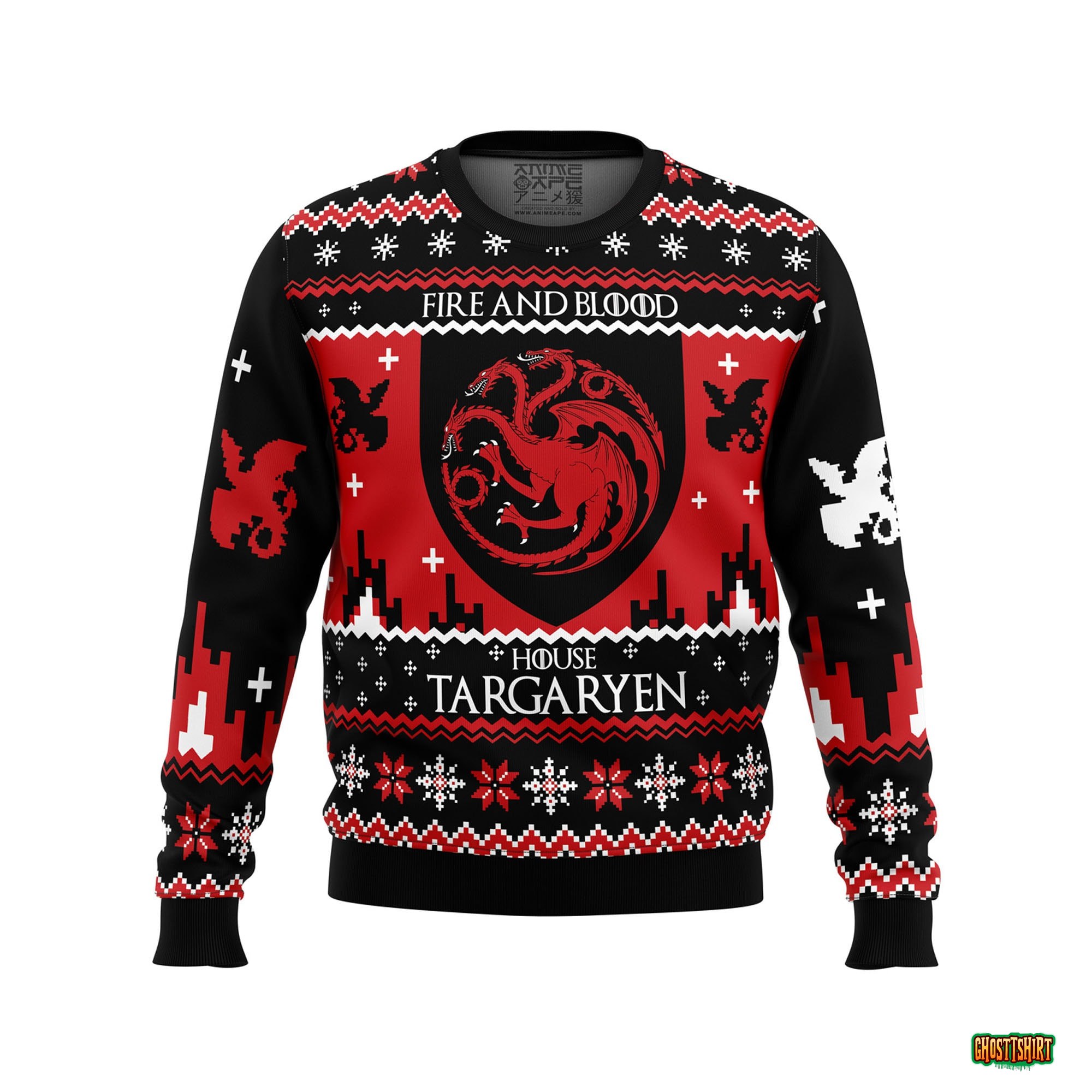Fire and Blood House Targaryen Ugly Christmas Sweater