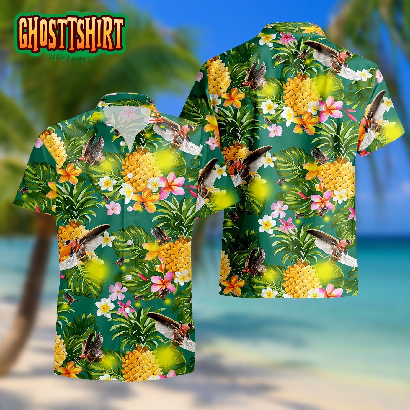 Firefly Tropical Flower Hawaiian Shirt