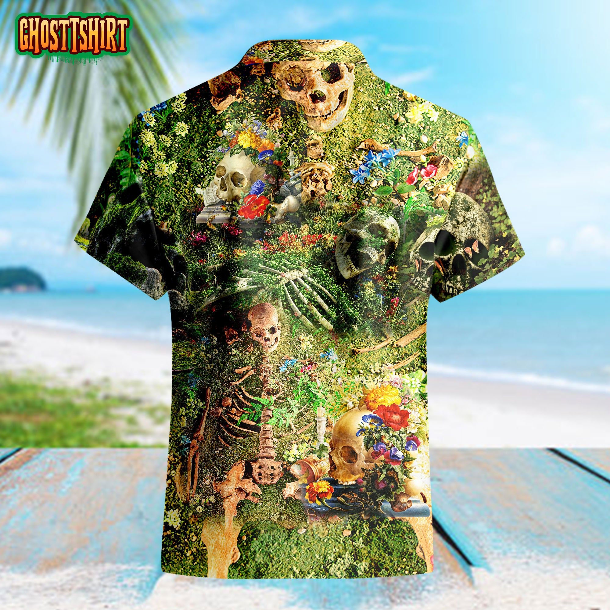 Flower Skull Skeleton Hawaii Shirt