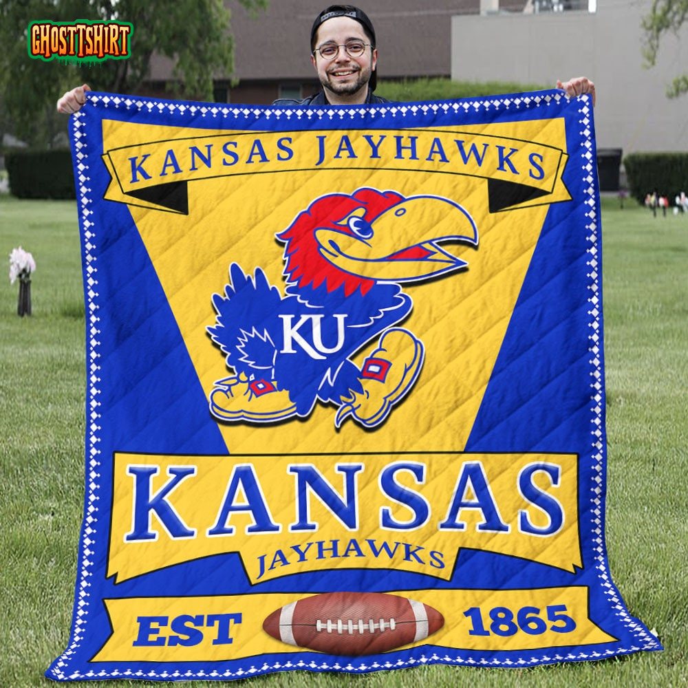 Kansas Jayhawks EST Football American Sport Lover Gift Quilt Blanket
