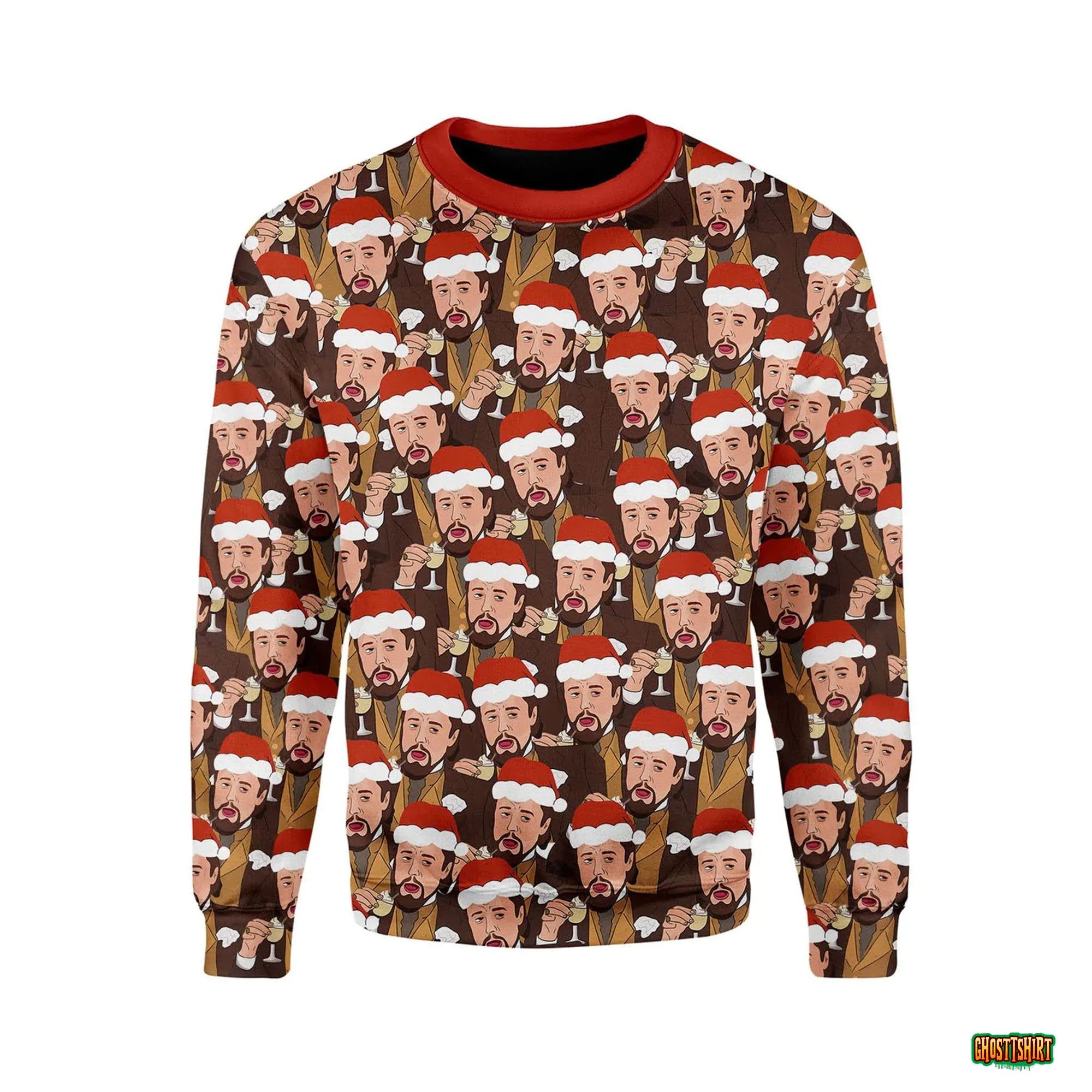 Leo Laughing Meme Dicardo 3D Ugly Christmas Sweater