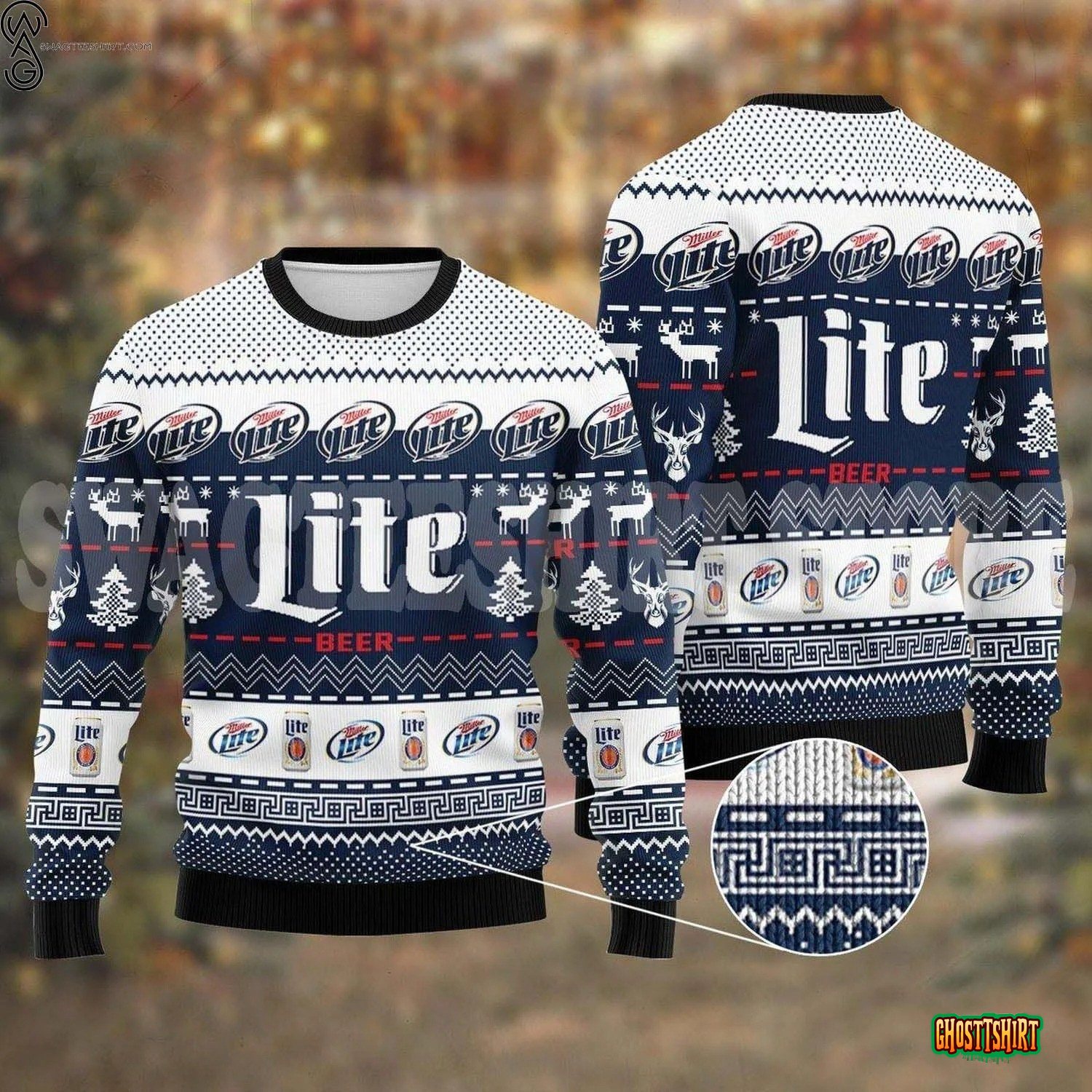 Miller Lite beer reindeer Merry Christmas Sweater