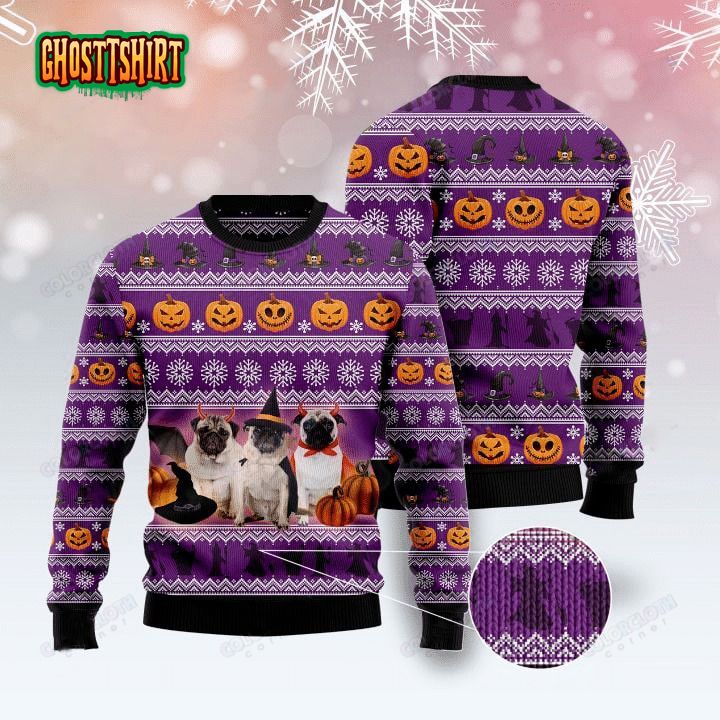 Pug Lover Halloween Ugly Christmas Sweater