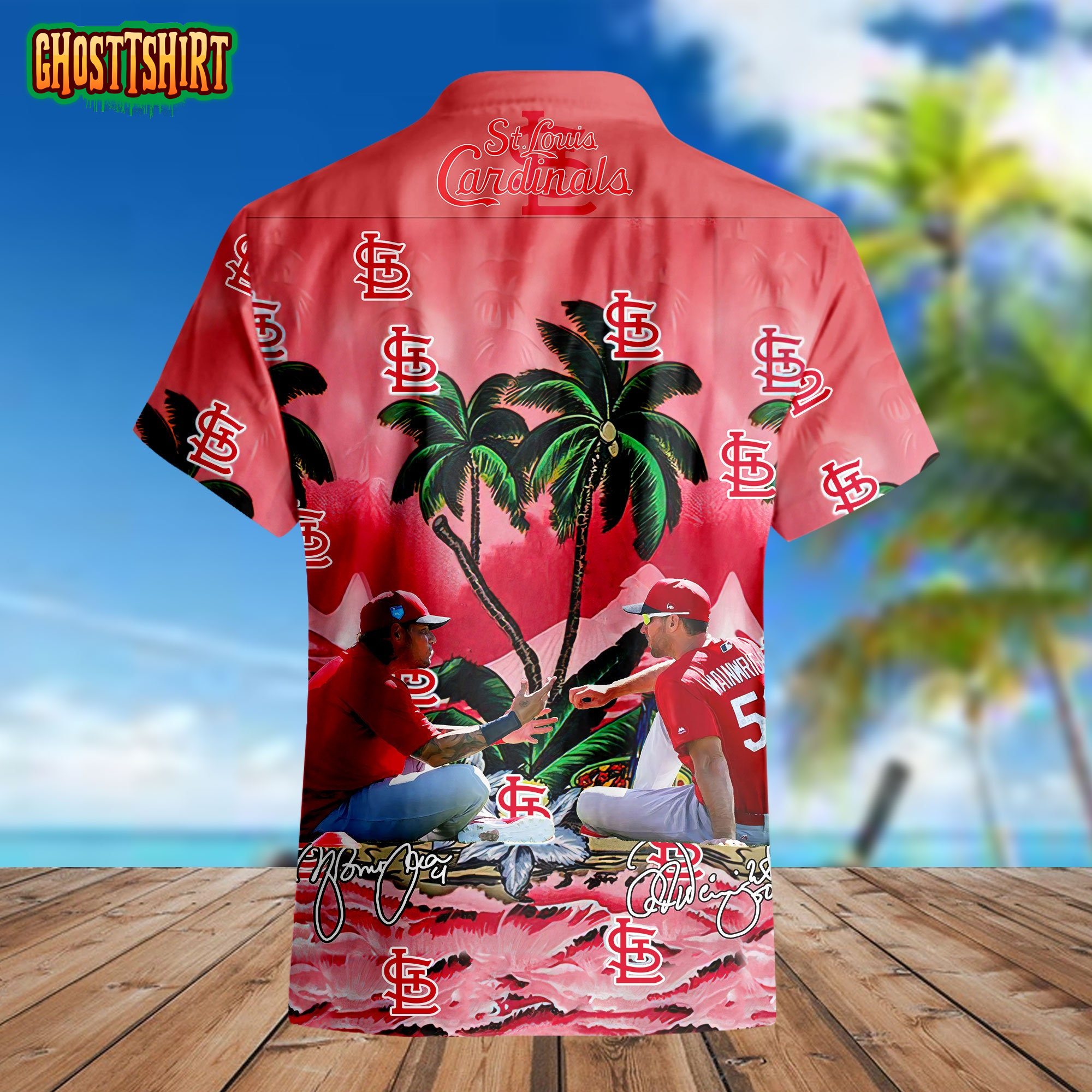 St Louis Cardinals Hawaiian Shirt Palm Tree Logo St Louis