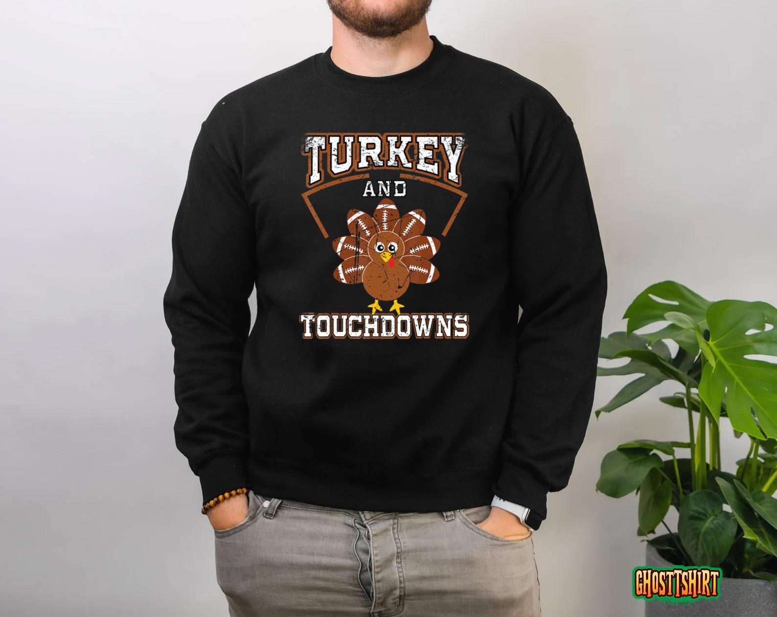 Touchdowns Football Men Boys Thanksgiving Turkey - Touchdowns