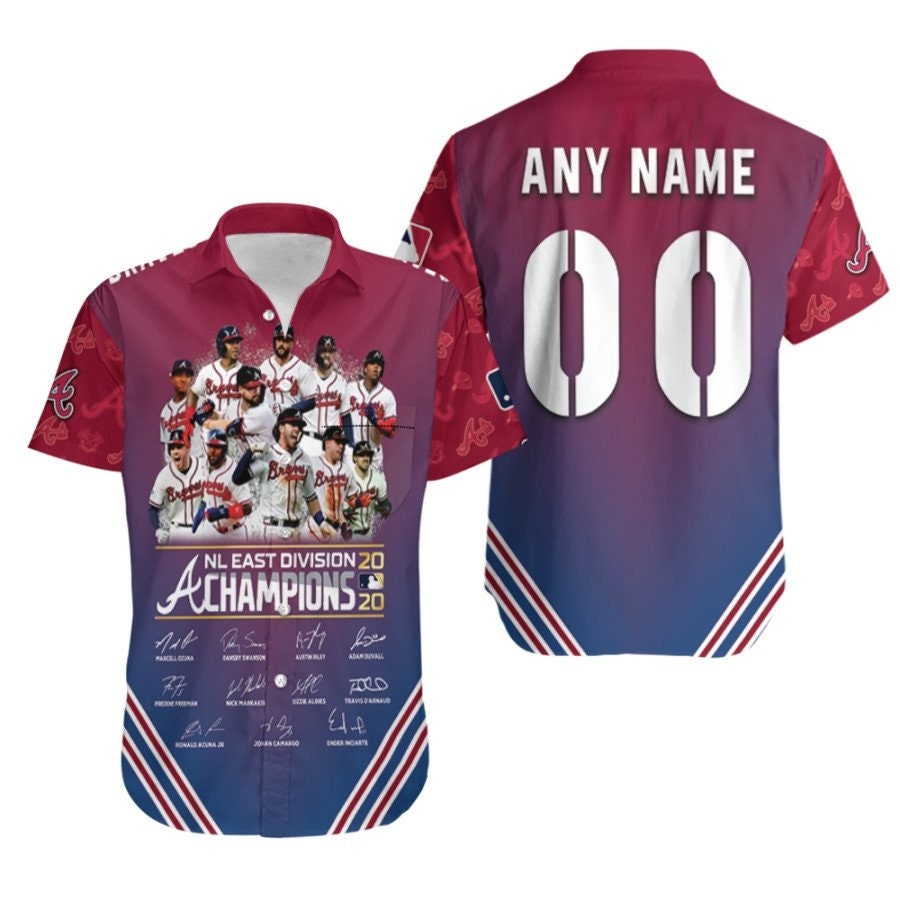 Custom Name And Number Striped Style Atlanta Braves Baseball Hawaiian Shirt