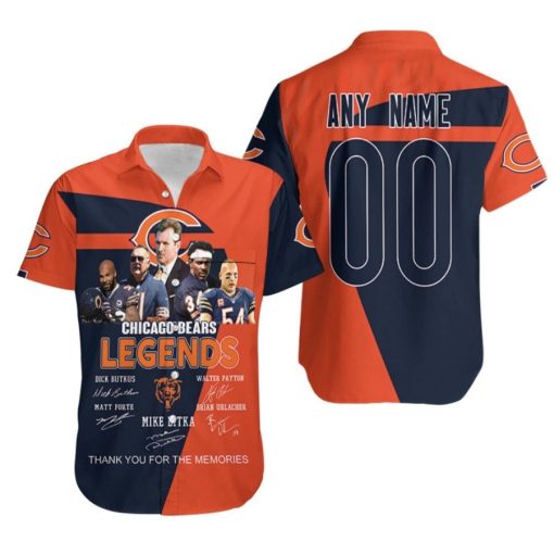 Chicago Bears Legends Thank You For The Memories Coach And Best Player 3D Custom Name Number Hawaiian Shirt