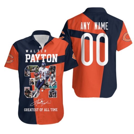 Chicago Bears Walter Payton 34 Greatest Of All Time NFL America Football 3D Custom Name Number Hawaiian Shirt