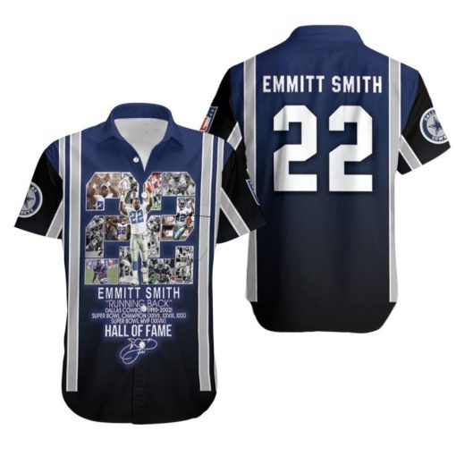 Dallas Cowboys Emmitt Smith Running Back Hall Of Fame Legendary Captain Signed NFL 3D Hawaiian Shirt