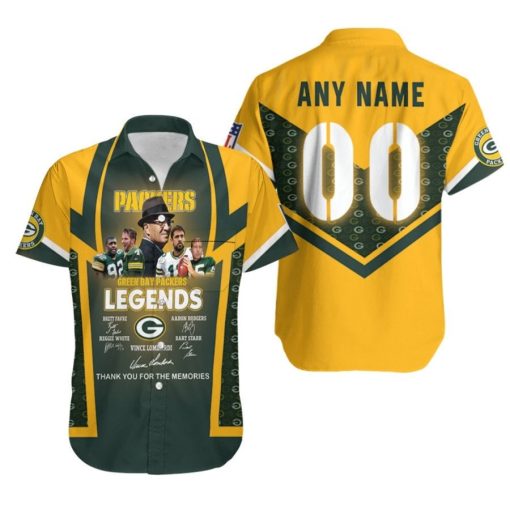 Green Bay Packers Thank You For The Memories Legend Signatures NFL 3D Custom Name Number Hawaiian Shirt
