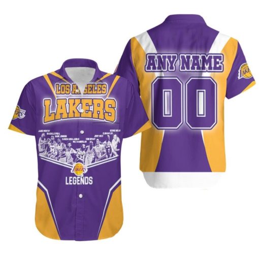 Los Angeles Lakers Legends Forever Champion Team Signatures NBA 3D Custom Name Number Hawaiian Shirt