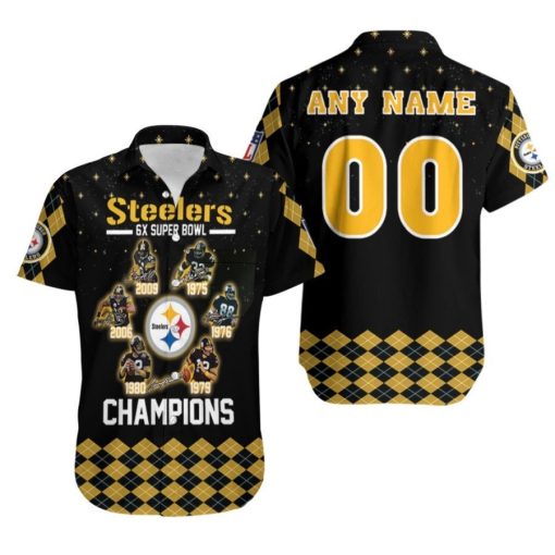 Pittsburgh Steelers 6 Times Super Bowl Champions Legends Team NFL 3D Custom Name Number For Steelers Fans Hawaiian Shirt