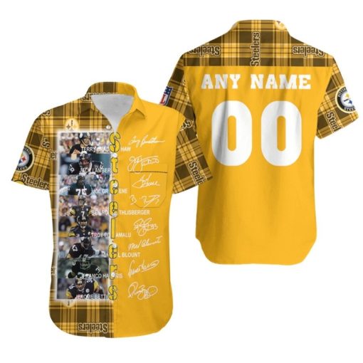 Pittsburgh Steelers Terry Bradshaw Joe Greene Troy Polamalu Legend Signed NFL 3D Custom Name Number Hawaiian Shirt