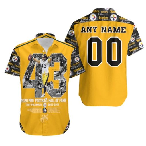 Pittsburgh Steelers Troy Polamalu 43 2020 Pro Football Hall Of Fame NFL 3D Custom Name Number Hawaiian Shirt