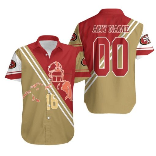 San Francisco 49ers Joe Montana 16 NFL Legend Player Line Drawing 3D Custom Name Number Hawaiian Shirt