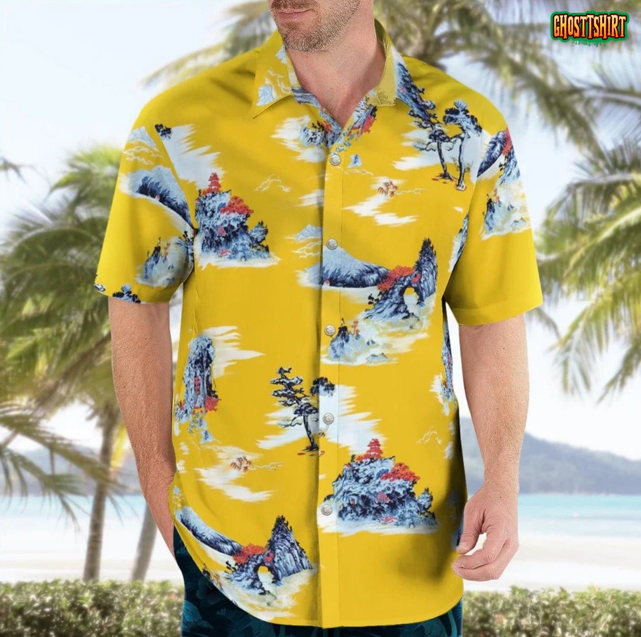 Brad Pitt Summer Short Sleeve Hawaiian Beach Shirt