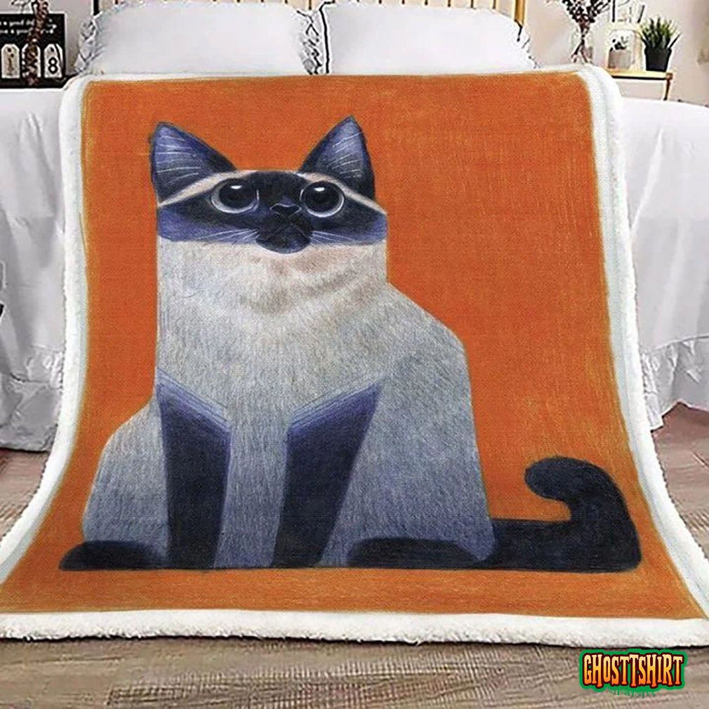 Cat Vintage Pattern On Orange Christmas Blanket