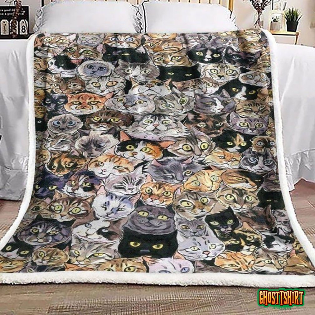 Cats Face Pattern Christmas Blanket