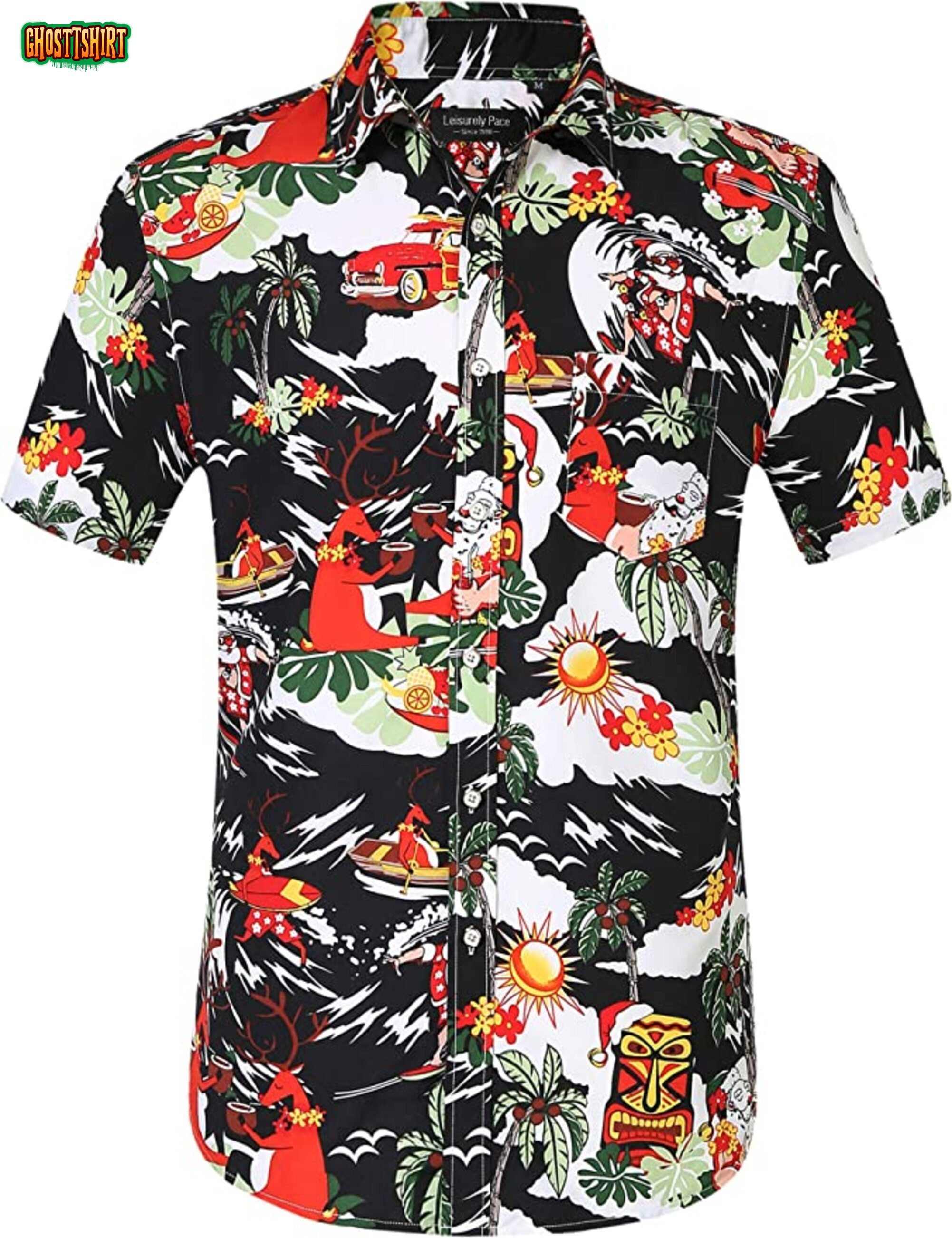 Christmas Santa Claus Party Aloha Holiday Beach Hawaiian Shirt