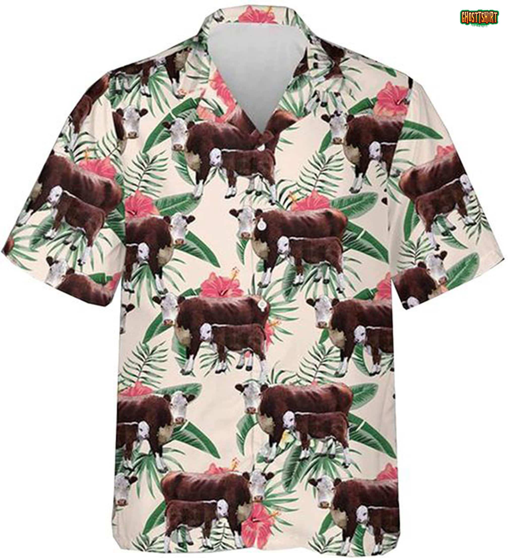 Cows Button Down Mens Hawaiian Shirt