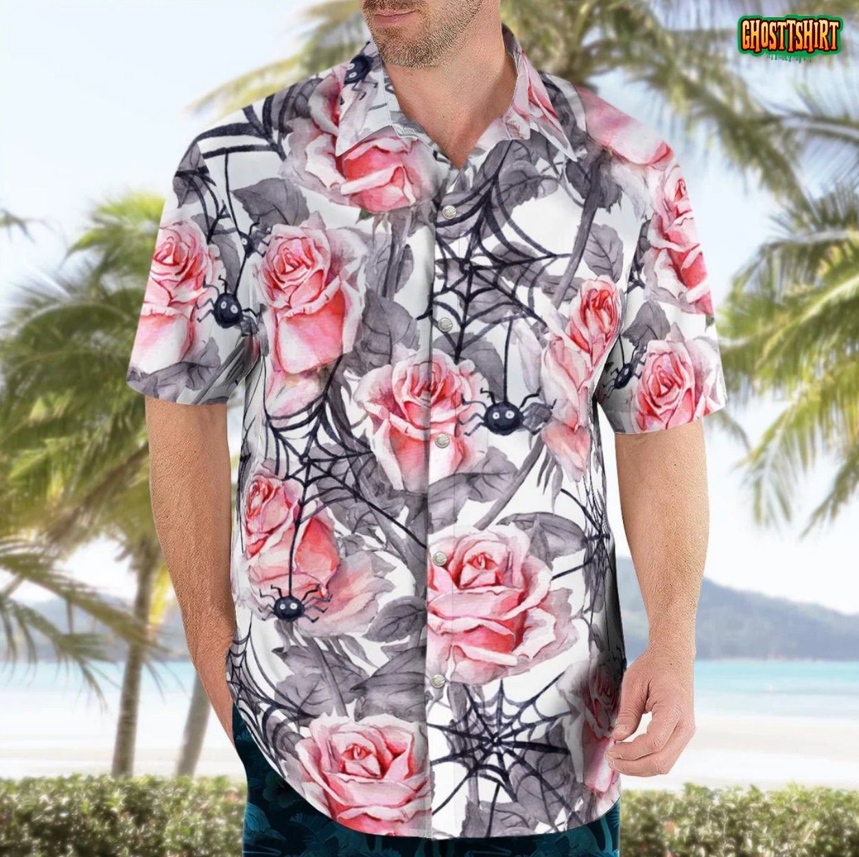 Creepy Spider With Rose Hawaii Shirt