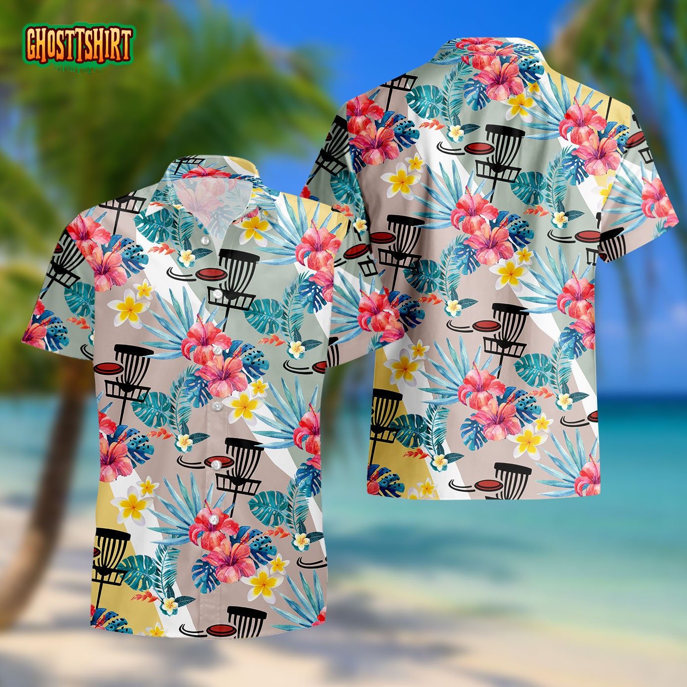 Disc Golf Silhouette Hawaiian Shirt