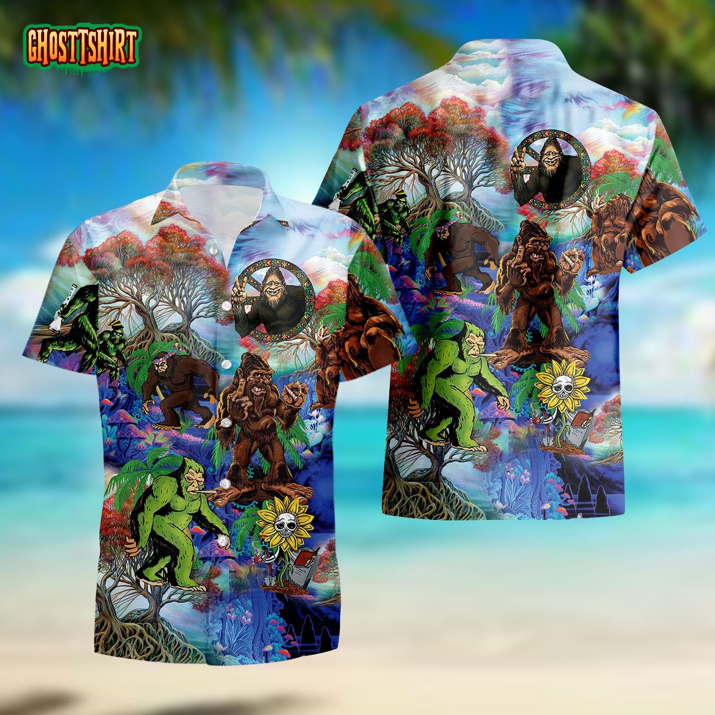 Hippie Bigfoot Hawaii Shirt
