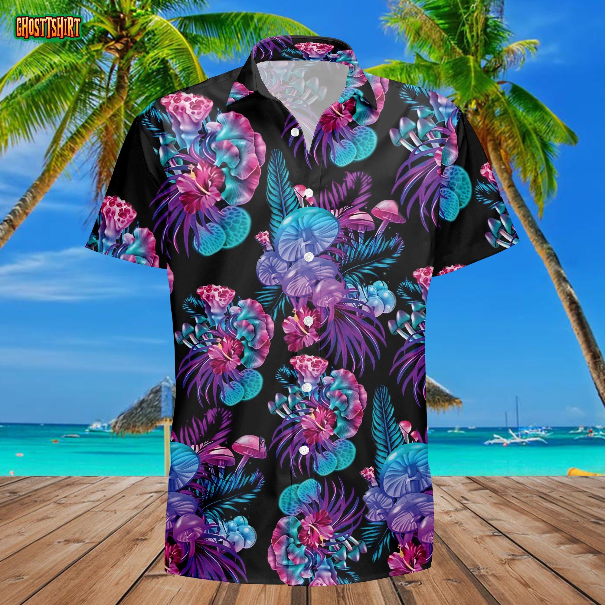 Mushroom Psychedelic Tropical Hawaii Shirt
