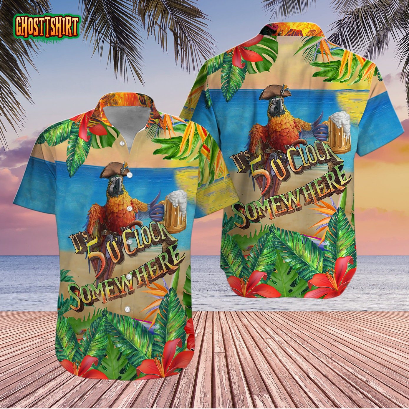 Parrot It’s 5 O’clock Somewhere Hawaiian Shirt