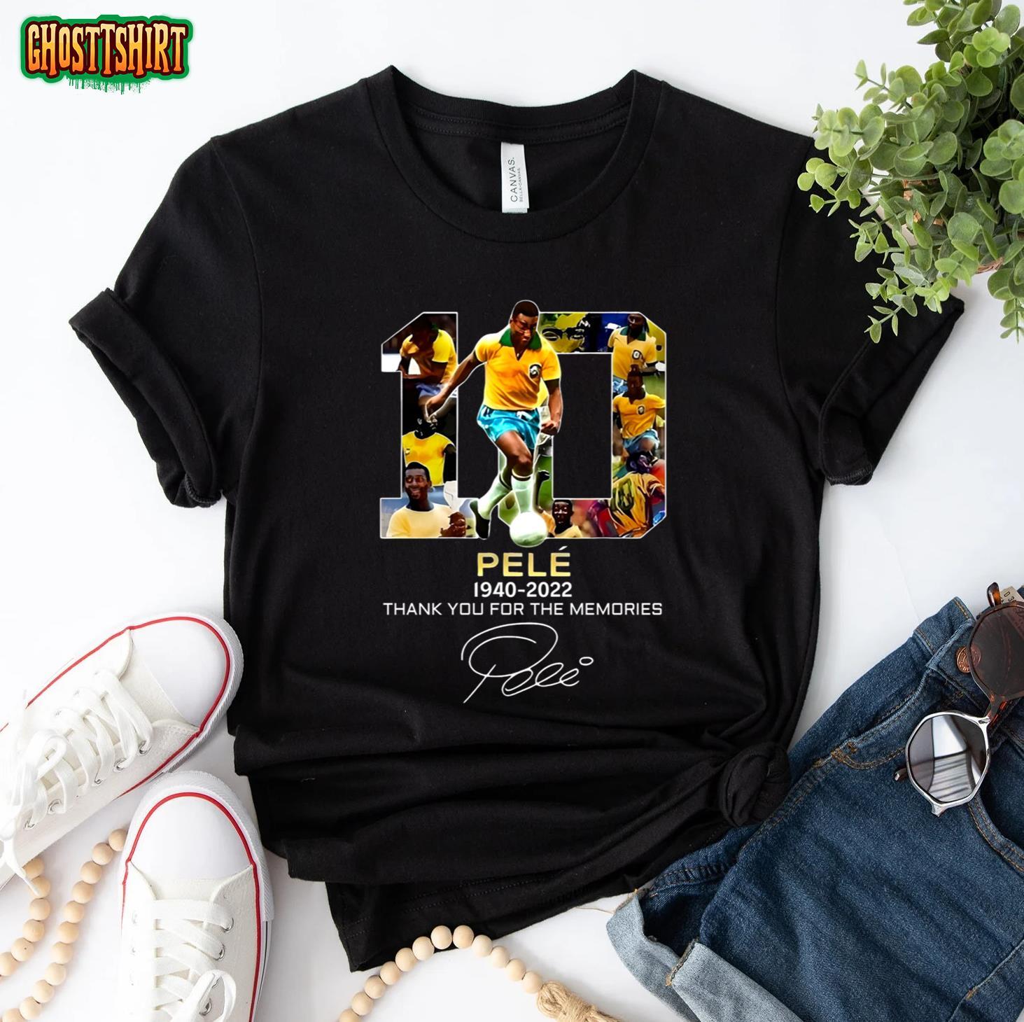 Pele 1940-2022 Thank You For The Memories Signature T-Shirt