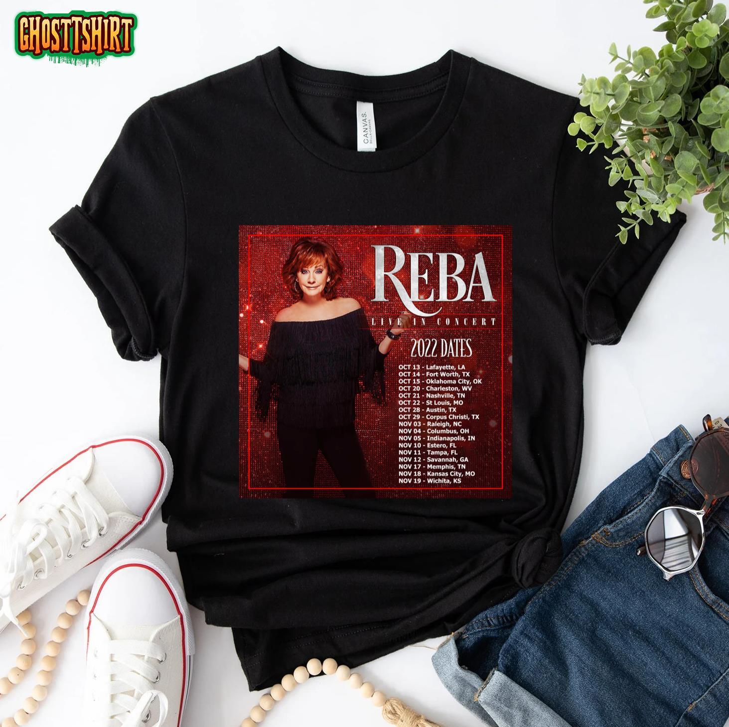 Reba Tour 2022 2023 Locations and Dates Unisex TShirt