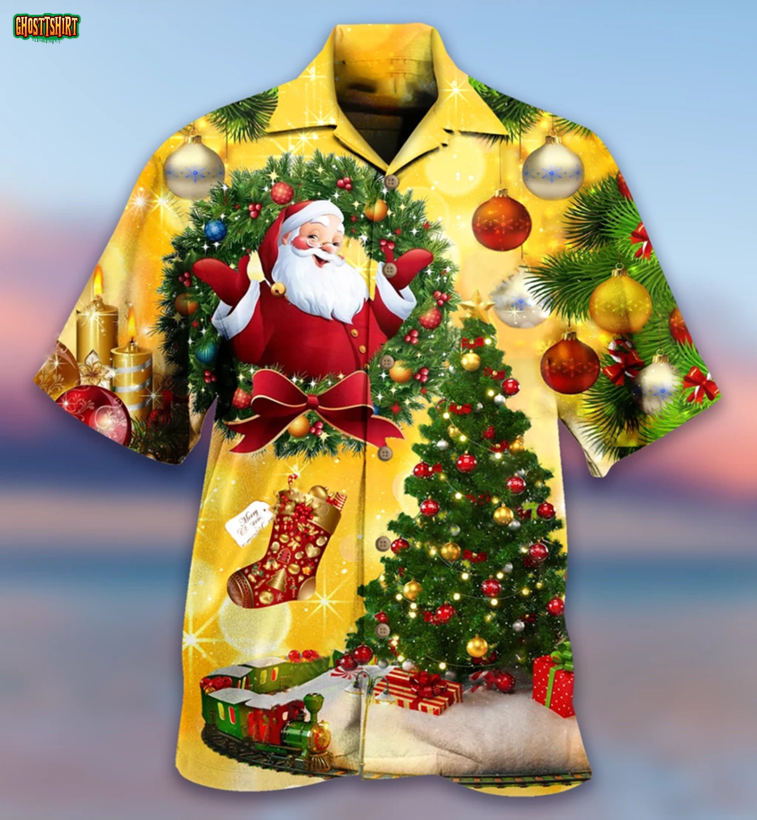 Santa Christmas Tree Hawaii Shirt
