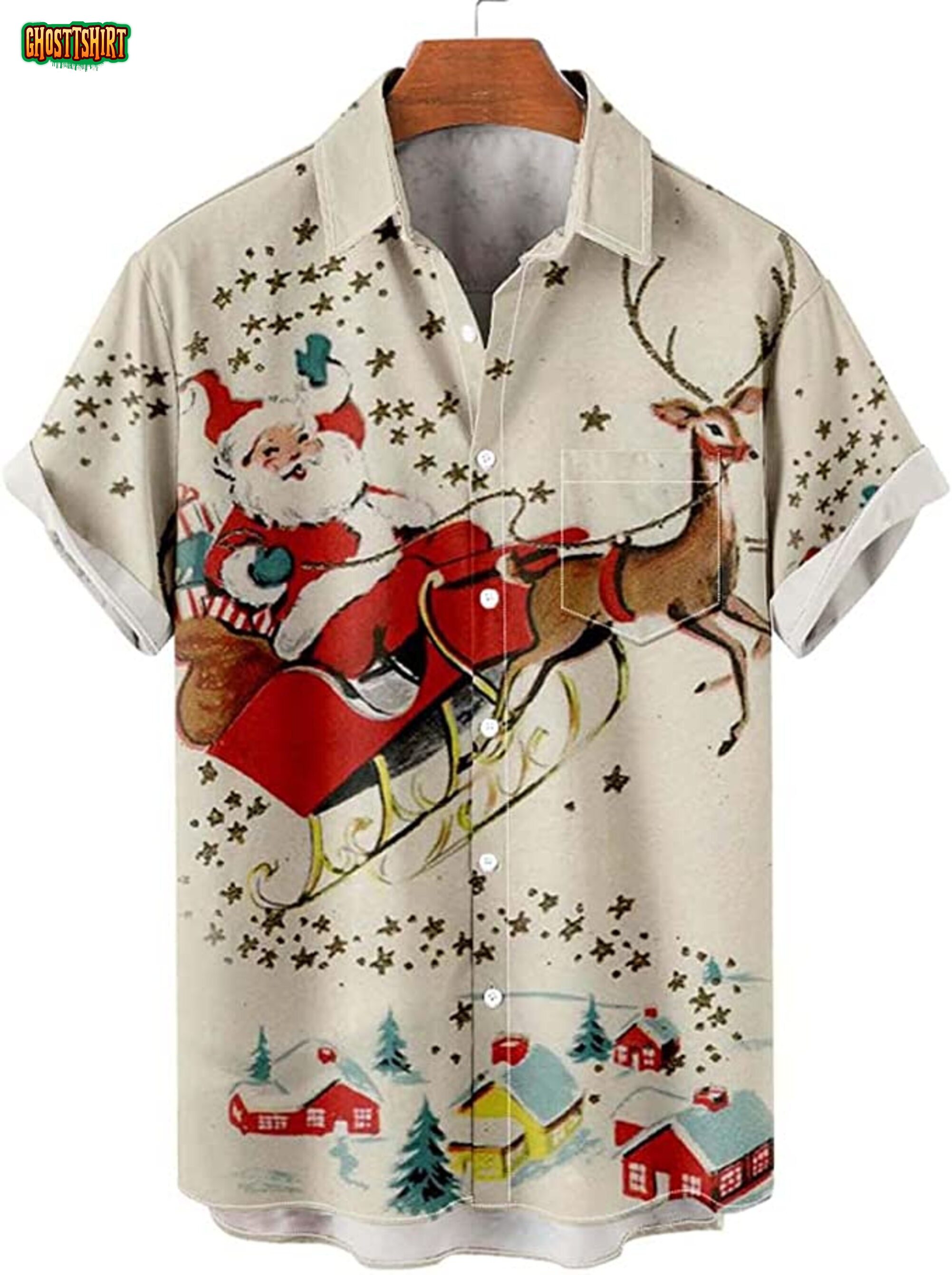 Santa Claus Riding Reindeer Hawaii Shirt