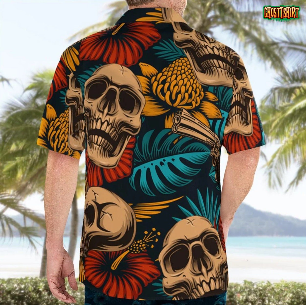 Skulls Roses And Guns Hawaii Shirt