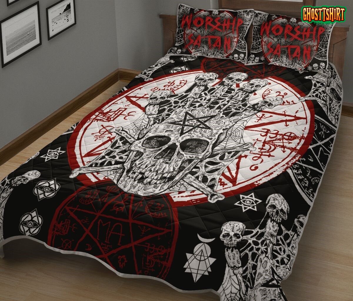 Worship Satan Evil Skull And Pentagram Bedding Set