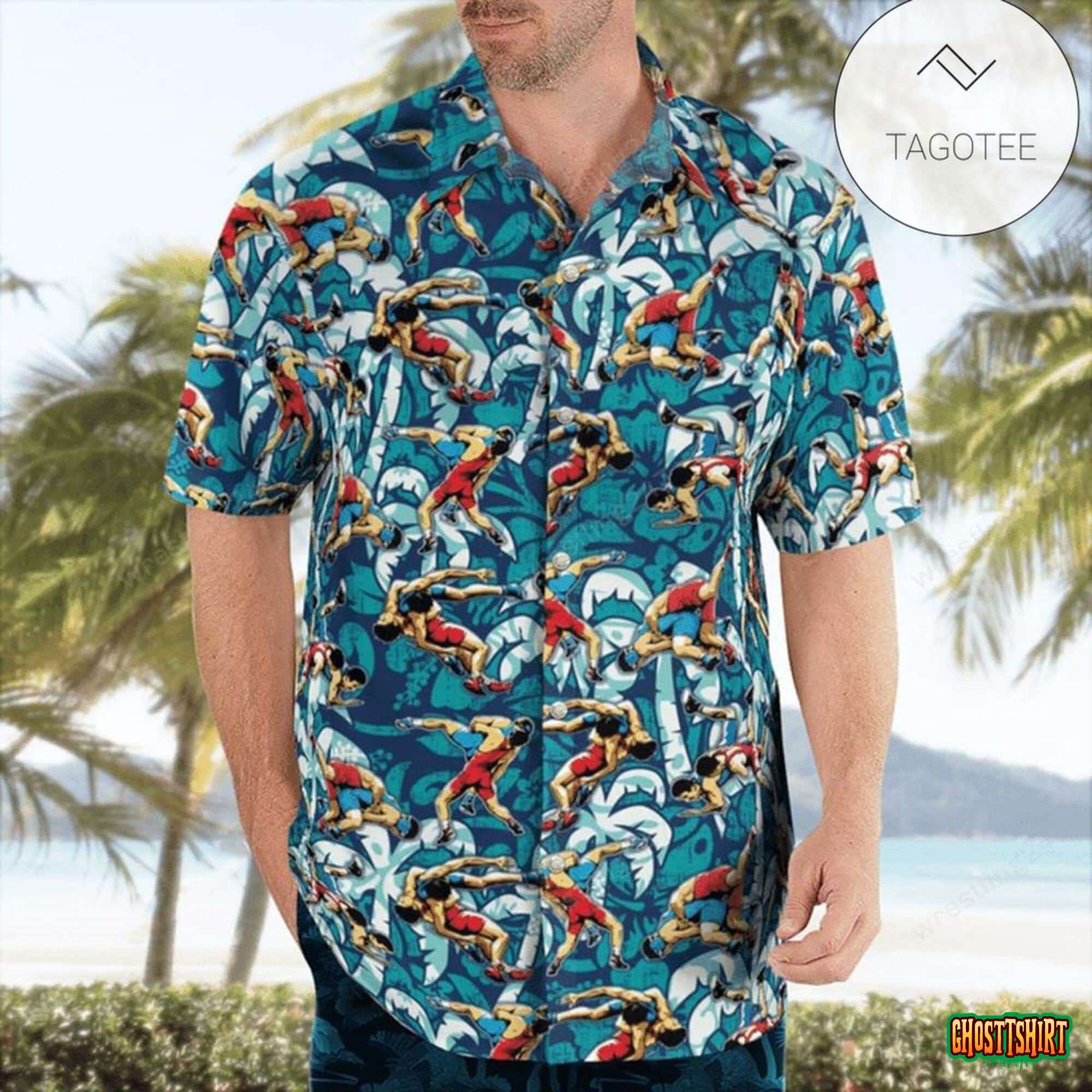 Wrestling Hibiscus Hawaiian Shirt