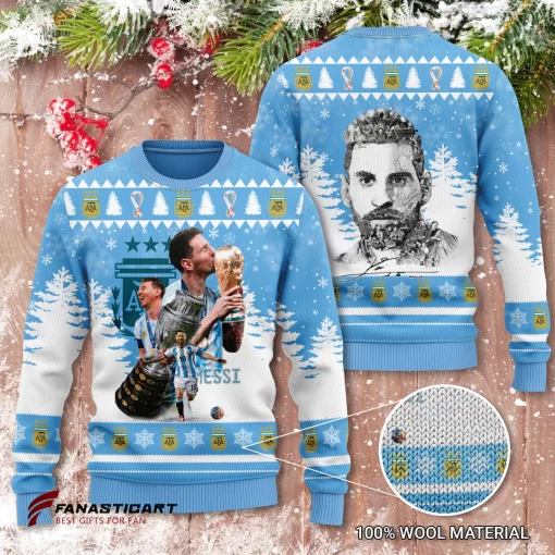 Lionel Messi The GOAT World Cup 2022 Ugly Christmas Sweater