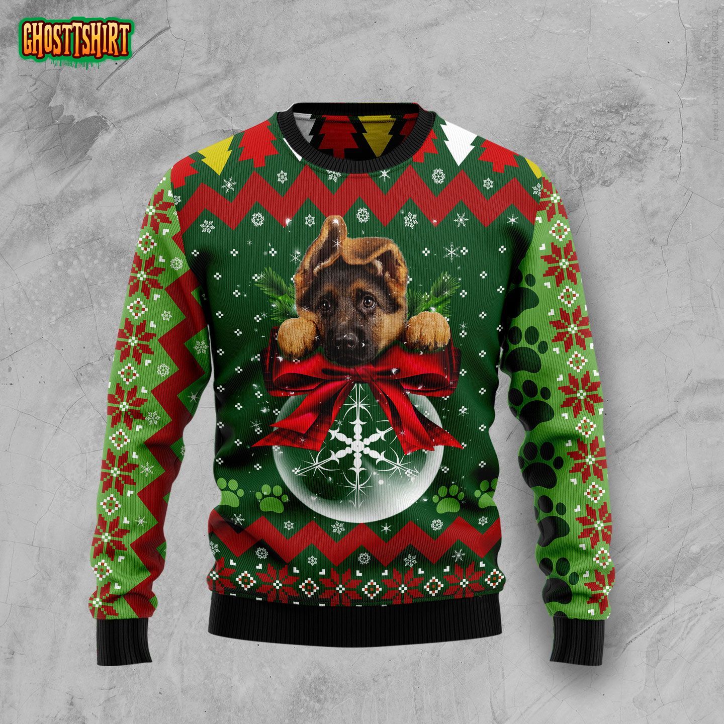 German Shepherd Ornament Xmas Funny Ugly Christmas Sweater