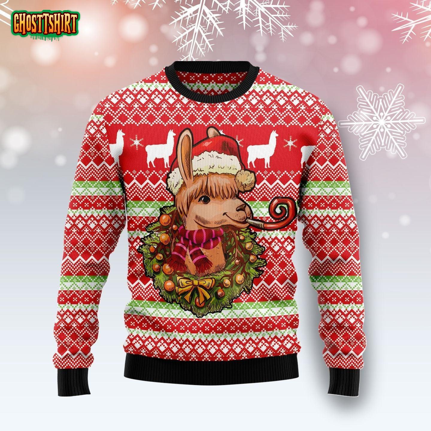 Llama Loves Xmas Funny Ugly Christmas Sweater