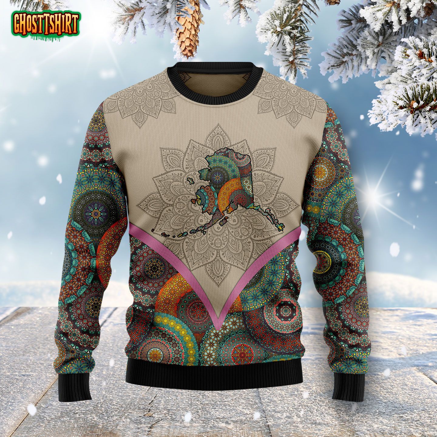 Mandala Alaska Home Xmas Funny Ugly Christmas Sweater