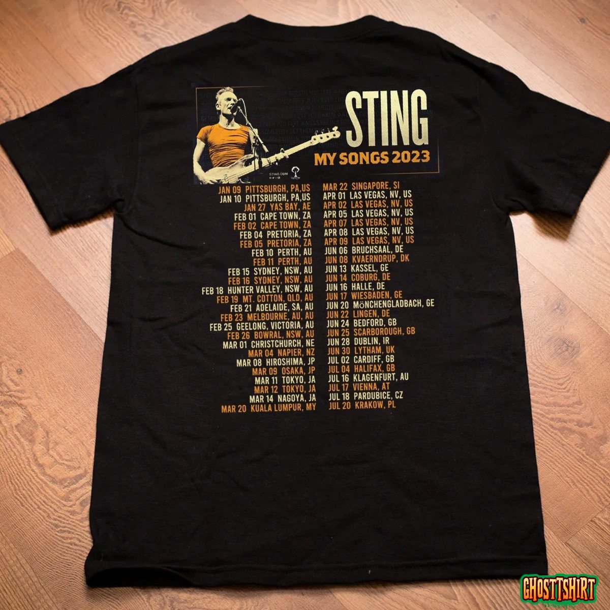 sting my songs tour t shirt