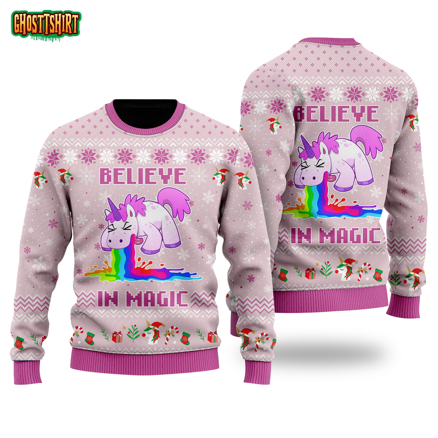 Unicorn Believe In Magic Best Funny Ugly Sweater