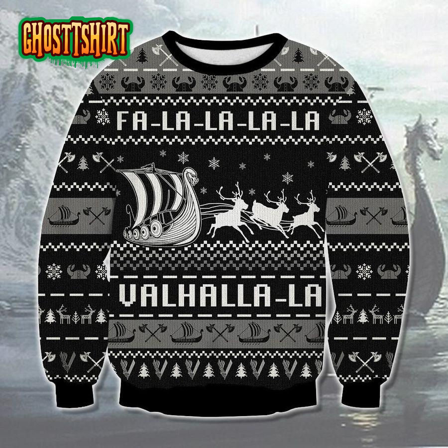 Valhalla Boat Xmas Funny Ugly Christmas Sweater