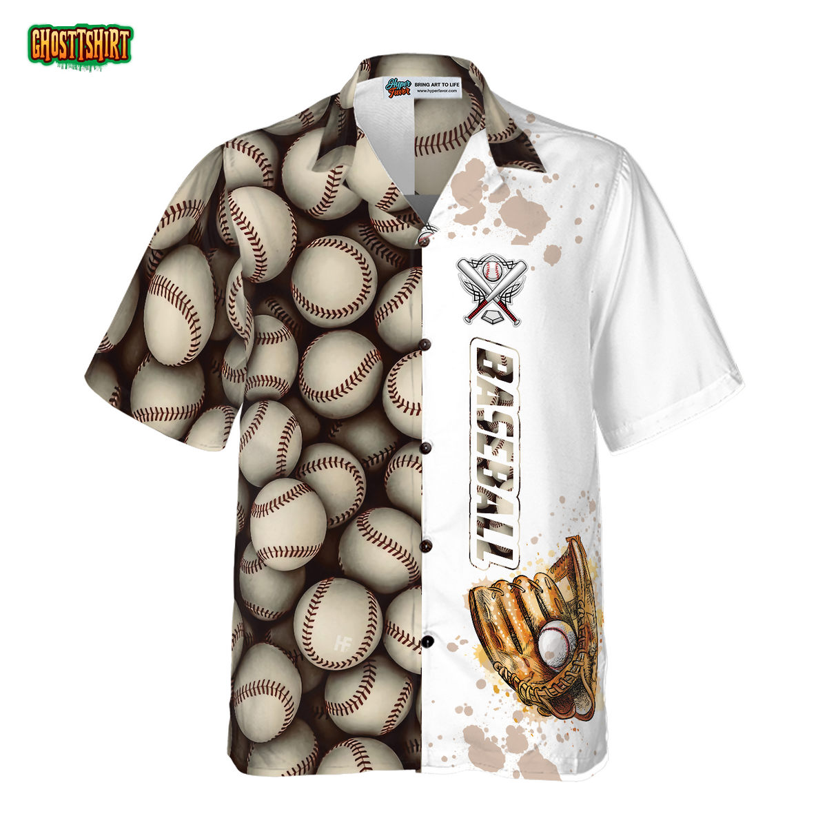 Baseball Pattern And Logo Hawaiian Shirt