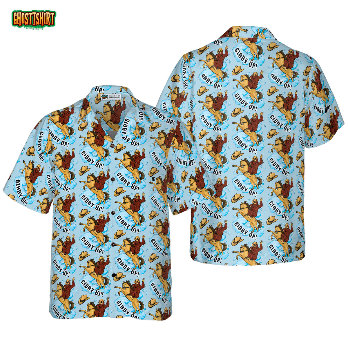 Bigfoot Cowboy Giddy Up Bigfoot Hawaiian Shirt