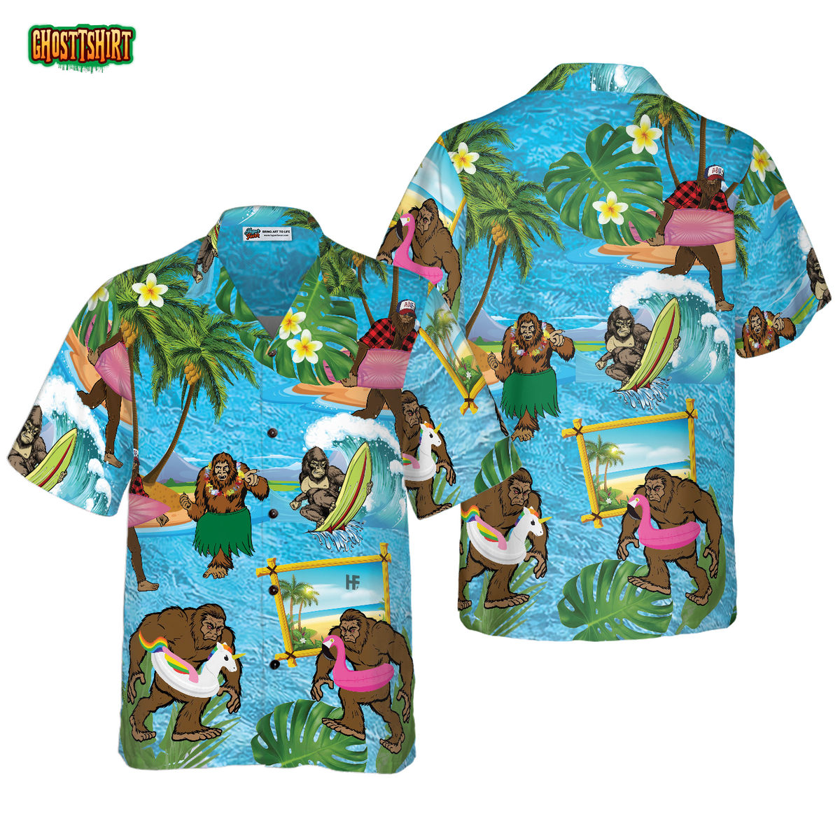 Bigfoot On The Beach Bigfoot Hawaiian Shirt